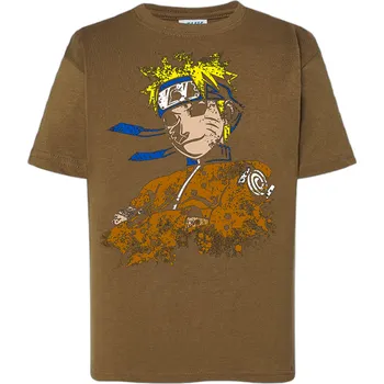 Chlapecké tričko detske-levne-bavlnene-tricko-potisk-Naruto Barva: Khaki, Dětská bavlněná trička JHK: M
