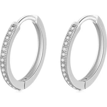 Náušnice NUBIS® Stříbrné náušnice kroužky se zirkony - NB-3306