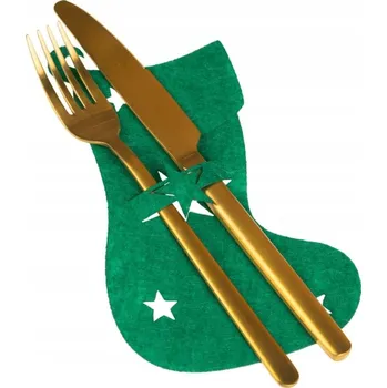 Příbor VÁNOČNÍ POUZDRO NA PŘÍBORY ZELENÉ PONOŽKY 6 Ks