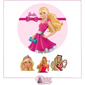 Jedlá dekorace na dort Barbie č.2 jedlý papír - Bez úprav / Jedlý papír / Bez decor gelu