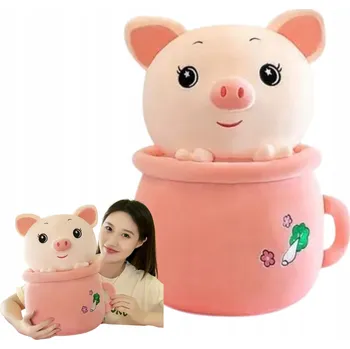 plyšák ŚWINKA W KUBKU PLYŠÁK Hračka pro děti 40 CM