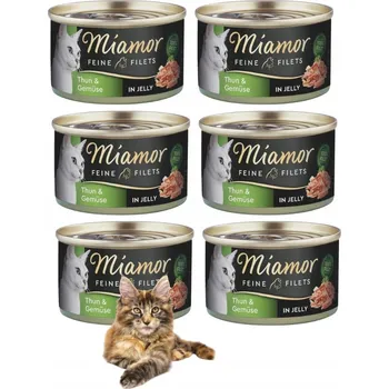 Krmivo pro kočku Miamor FeineFilets Vlhké Krmivo pro Kočky Tuňák a Zelenina v Želé Sada 6x100g