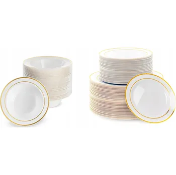Talíř Sada zlatých plastových talířů pro opakované použití, 20 mělkých a 10 hlubokých