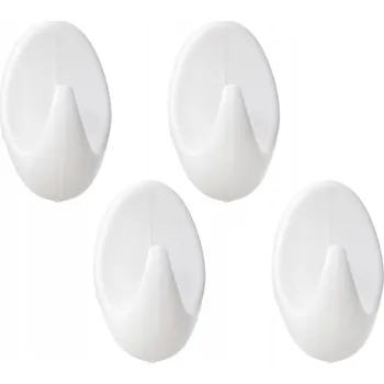 Věšák SAMOLEPICÍ HÁČKY věšáky 4 ks bílé univerzální do kuchyně i koupelny