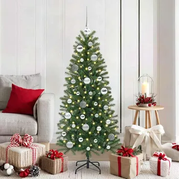 Vánoční dekorace vidaXL Sada vánočních ozdob s 150 LED diodami 61 pcs Stříbrná Plast