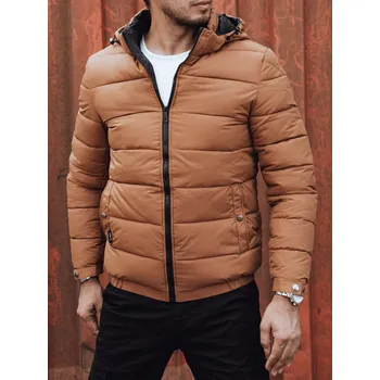Béžová pánská prošívaná zimní bunda s kapucí TX4829 Velikost: 2XL