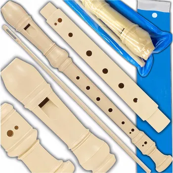 Dechový nástroj PLASTOVÁ ZOBCOVÁ FLÉTNA PRO ZAČÁTEČNÍKY DO ŠKOLY + ČISTÍTKO