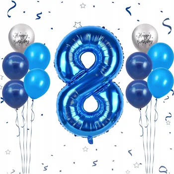 Balónek Balónky balónky k 8. narozeninám, latexové, 100 cm, sada 12 Ks, barva Modrá