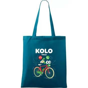 Nákupní taška Karikatura kolo volá - Taška bavlněná - 42 x 38 cm ( Petrolejová )