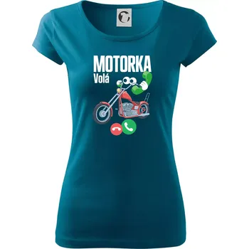 Dámské tričko Karikatura motorka chopper volá - Dámské triko Pure - 3XL ( Petrolejová )