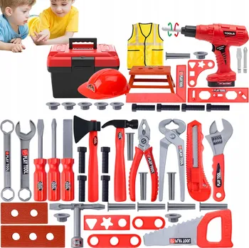 Dětská dílna SADA PRO MALÉHO KUTILA: DÍLENSKÁ SKŘÍŇKA S NÁŘADÍM A AKUMULÁTOROVÝ VRTACÍ ŠROUBOVÁK