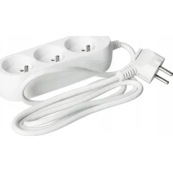 Napájecí kabel Prodlužovací Kabel 3zásuvkový se zemněním 1,5m bílý KOBI