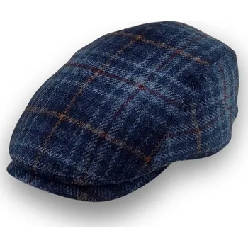 Čepice GÖTTMANN Pánská zimní bekovka - kostka - tartan modrá (klapky na uši) 100% vlna K693-50 Vyberte velikost: 54