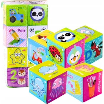 ostatní stavebnice Stavebnice senzorické Měkké kostky edukativní pěnové obrázkové