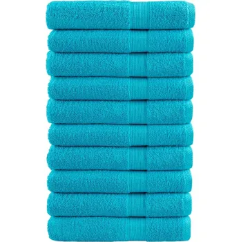 Utěrka VidaXL Prémiové ručníky SOLUND 10 ks, tyrkysové, 80x200 cm, 600 g/m2