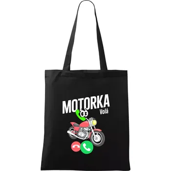 Nákupní taška Karikatura motorka silnice volá - Taška bavlněná - 42 x 38 cm ( Černá )