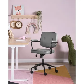 Kancelářské křeslo šedé sametové čalounění otočné s opěrkami rukou domácí kancelář studovna tradiční Beliani