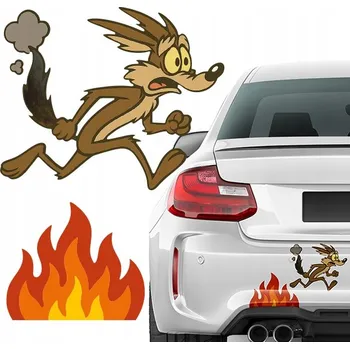 Samolepicí dekorace na vozidlo NÁLEPKA na auto | NA VÝFUK, KONCOVKU VÝFUKU - OHEŇ + VLK