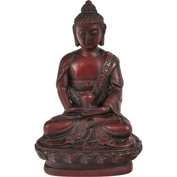 SANU BABU Buddha Amithába, tmavě červený, pryskyřice, 9cm