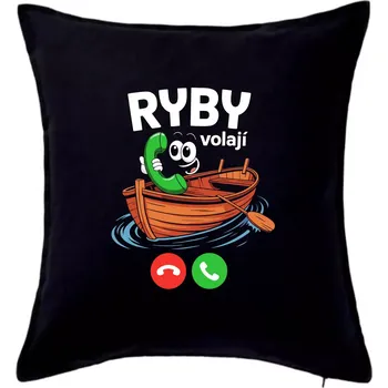 Polštář Karikatura ryby volají - Polštář 50x50 - 50x50 - Pouze potah ( Černá )