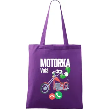 Nákupní taška Karikatura motorka chopper volá - Taška bavlněná - 42 x 38 cm ( Fialová )