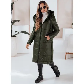 Dámská bunda Tmavě zelená dámská dlouhá přechodová bunda ORVITA s prošíváním TY5025 Velikost: 2XL