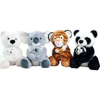 plyšák Plyšové divoké zvířátko s mládětem 28 cm – panda, koala, tygr nebo lední medvěd