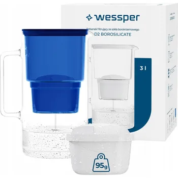 Filtrační konvice Filtrační konvice skleněný Wessper D2 BOROSILICATE 3l modrý + 2x filtr