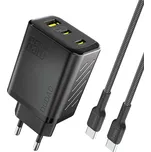 Dudao A29C 65W GaN nabíječka do zásuvky + USB-C kabel - černá