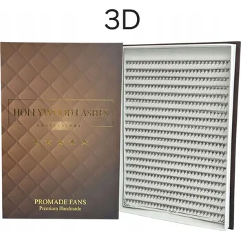 Umělé řasy TRSY ŘAS VĚJÍŘKY PŘIPRAVENÉ 1200ks 3D 0.10C 9mm HOLLYWOOD LASHES HNĚDÉ