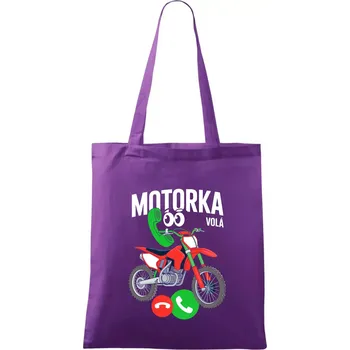 Karikatura motorka cross volá - Taška bavlněná - 42 x 38 cm ( Fialová )