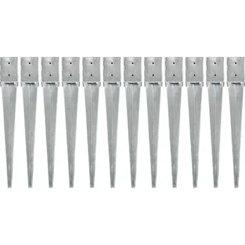 Příslušenství pro plot vidaXL Kotvící hroty 12 ks stříbrné 10 x 10 x 76 cm pozinkovaná ocel