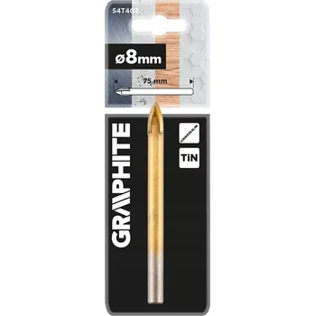 Elektrické nířadí Vrták univerzální TiN, 8 mm, pro dřevo z betonu kovu GRAPHITE 54T407