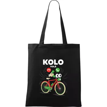 Nákupní taška Karikatura kolo volá - Taška bavlněná - 42 x 38 cm ( Černá )
