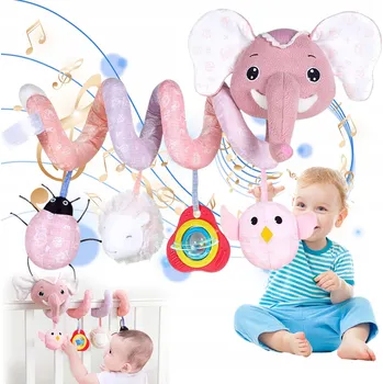 Doplněk pro panenku Postýlka pro panenku s hudebním kolotočem, růžová, s příslušenstvím pro hraní