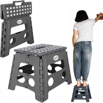 Stolička Skládací stolička protiskluzová šedá 32 cm nosnost 150 kg