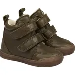 POM POM Flexibilní kotníkové kožené barefoot boty s vlněnou podšívkou pro první krůčky Sneaker™ Wool Booty - Dark green Velikost: 28