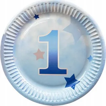 Talíř Narozeninové talířky k 1. narozeninám Hvězdičky modré