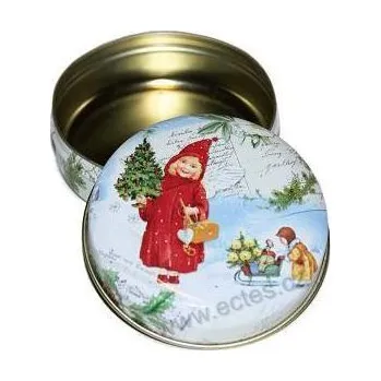 Dóza na potraviny IHR NOSTALGIC CARDS plechová dóza lékovka 7908 holčička v červeném kabátku a staré pohlednice