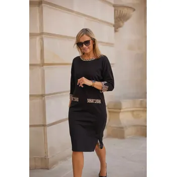 Dámské šaty Denní šaty M416 - černo-hnědé - La Aurora 48