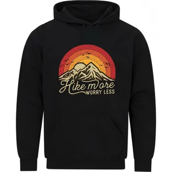 Pánská mikina Pánská mikina Horský Západ slunce Hike More Worry Less (Velikost: 5XL, Barva: Černá)