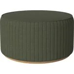 Bolia Tmavě zelený čalouněný taburet Rigato 66 cm s dubovou podstavou
