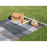 Deka na piknik 150 x 200 cm šedá ručně tkaná kostkovaný vzor se střapci vekovní textil moderní stylový doplněk Beliani