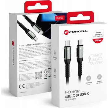 Datový kabel Kabel Forcell USB typ C – USB typ C 0,5 m černý