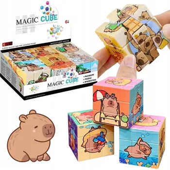 Hlavolam LOGICKÁ KOSTKA KAPYBARA BAREVNÁ SKLÁDAČKA MAGICKÁ HRA HLAVOLAM CUBE
