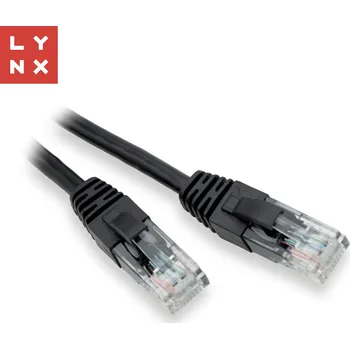Síťový kabel LYNX CS LYNX UTP patch kabel Cat5e, PVC, CCA, 20m, černý LX-UTP5E-200-BLACK