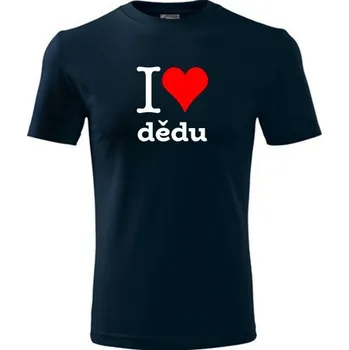 Chlapecké tričko Tmavě modré dětské tričko I love dědu - barva tmavě modrá - velikost 8let