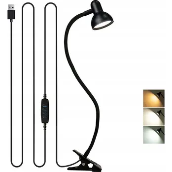 Lampička Flexibilní LED USB lampička na stůl s klipem a 3 režimy teploty světla