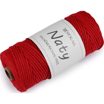 Příze Bavlněná pletací příze macrame Naty Ø3 mm rozčesávací