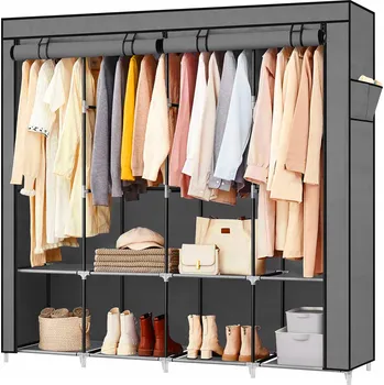 Šatní skříň Látková šatní Skříň Renew Force , šedá, skládací, 165x165x42 cm